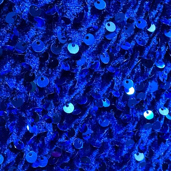 One Shoulder Velvety Sequin Mini Dress Blue Medium - Picture 8 of 8